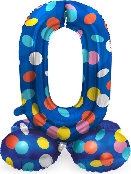 Folat Standing Foil Balloon Colourful Dots Number 0 - 72cm (1 x)