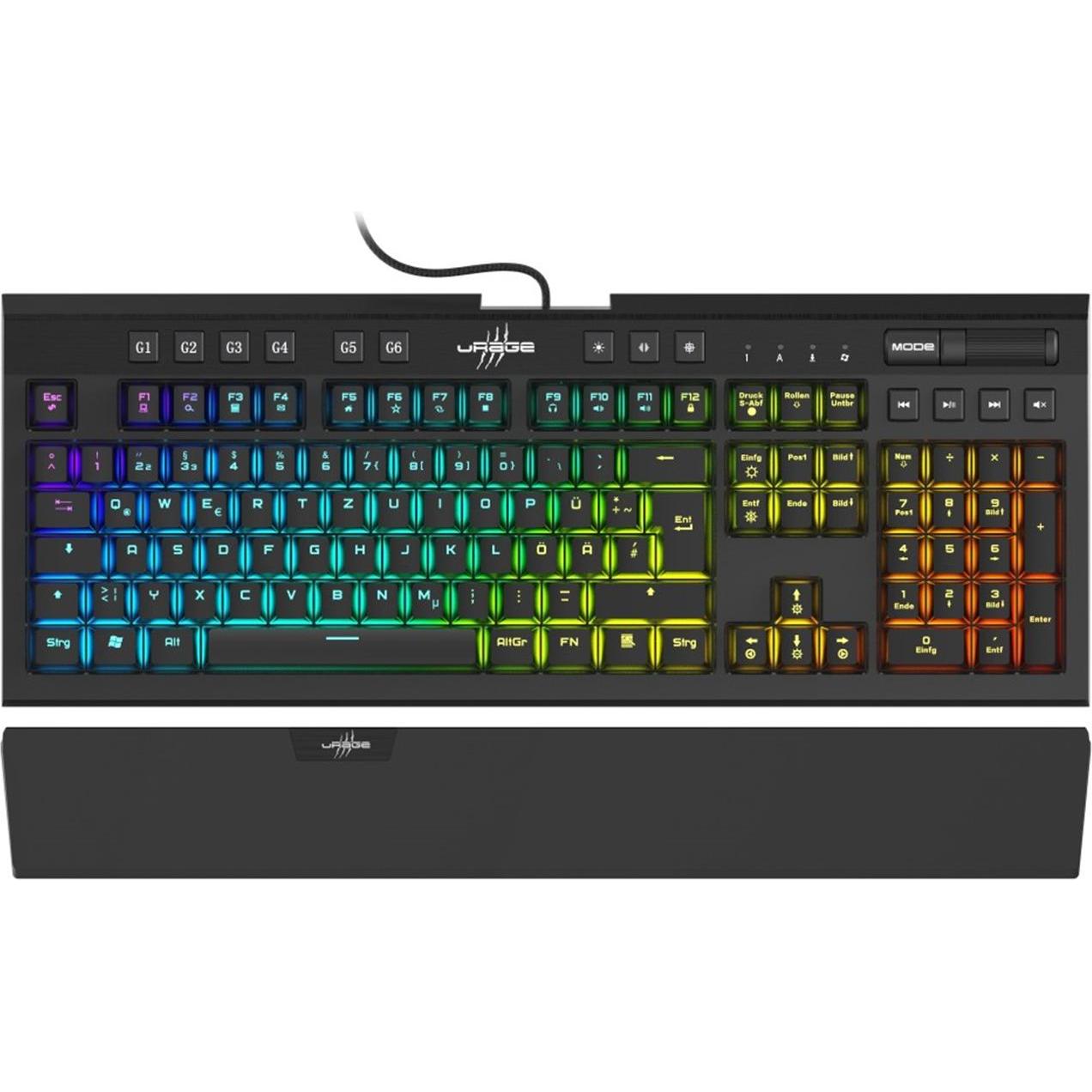 Urage Gaming-Tastatur Exodus 900 Mechanical, rote Switches (DE, Kabelgebunden), Tastatur, Schwarz