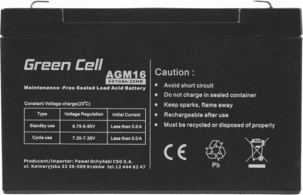 Produktbild GreenCell AGM16 (10 Ah, 6 V)
