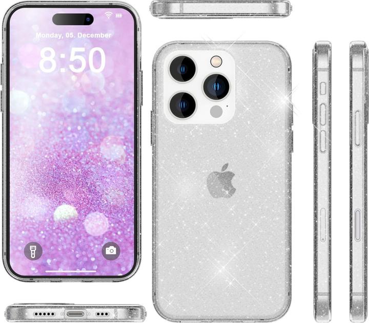 Actual product image Nalia Clear glitter silicone cover (Apple iPhone 16 Pro)