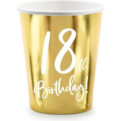 Partydeco Becher 18 Jahre in Gold