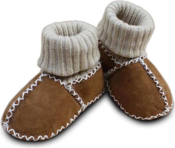 Heitmann Felle Baby lambskin shoes with knitted cuff