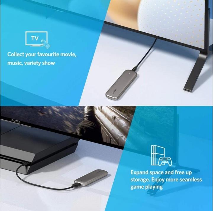 Actual product image Ugreen Enclosure for M.2 NGFF SATA SSD 6 Gbit/s USB-C 3.1 Gen2 (M.2 2230, M.2 2240, M.2 2260, M.2 2242)