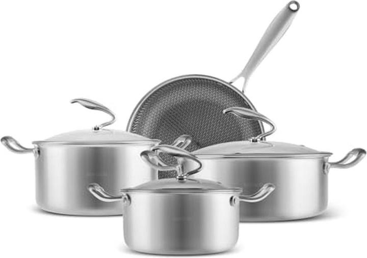 Produktbild Karaca Antihaft-Kochgeschirr-Set mit Deckeln für Induktion, tägliches Kochen (Pfannenset + Topfset, Edelstahl)