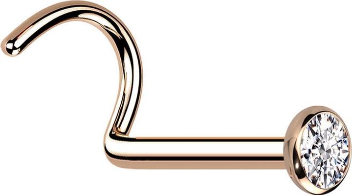 Immagine prodotto Star Piercing Borchia da naso curva in oro rosa con semisfera piatta in cristallo d'argento (Titanio G23)
