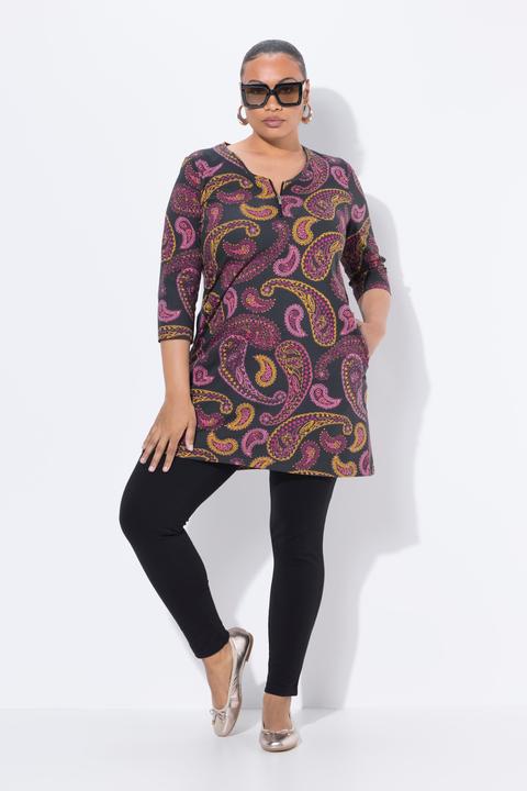 Produktbild Ulla Popken Longshirt, Paisley, A-Linie, V-Ausschnitt, 3/4-Arm (62)