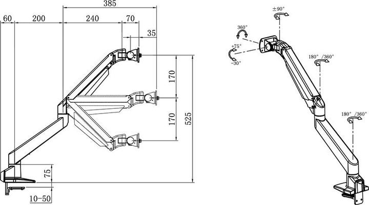 Actual product image Multibrackets M Gas Lift for 49" Samsung G9 (Table, 49", 21 kg)