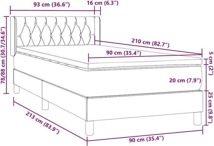 Actual product image vidaXL Boxspringbett (90 x 210 cm)