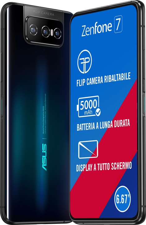 Image du produit ASUS Zenfone 7 (128 Go, Aurora Black, 6.67", Double SIM, 64 Mpx, 5G)
