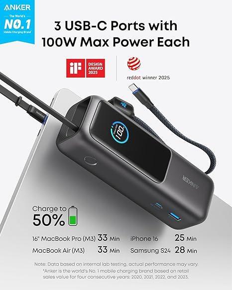 Image du produit Anker Laptop Power Bank (25000 mAh, 165 W, 90 Wh)