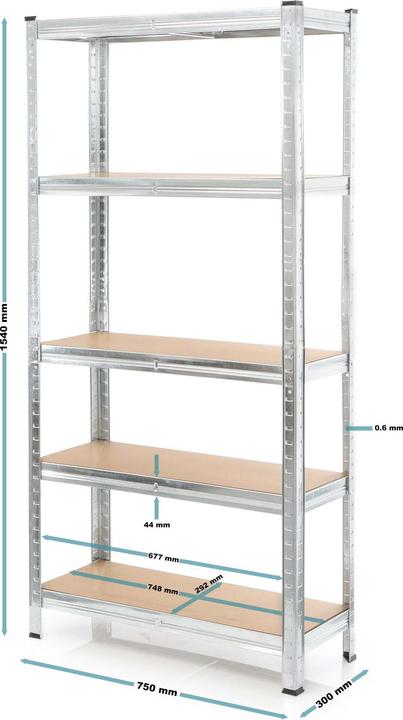 Produktbild Wiltec Set 2x Schwerlastregal verzinkt 154x75x30cm Steckregal 875kg Werkstatt