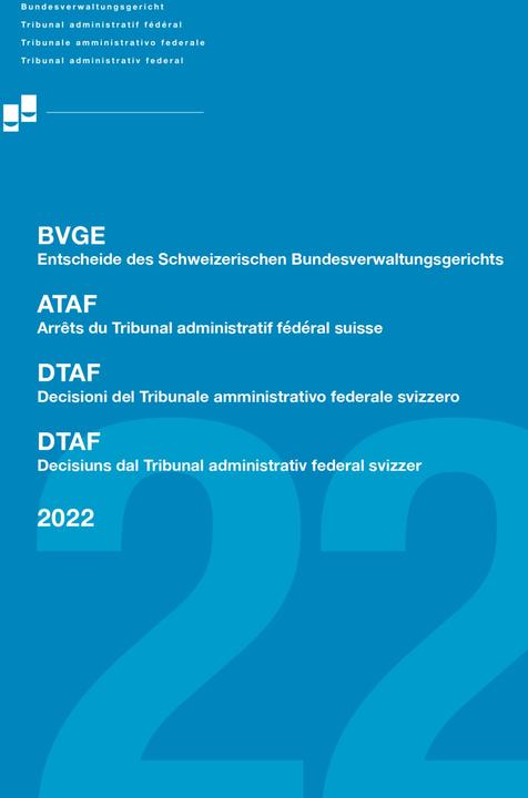 Produktbild DiKE BVGE Jahresband 2022 (Deutsch, Französisch, Bundesverwaltungsgericht, 2023)