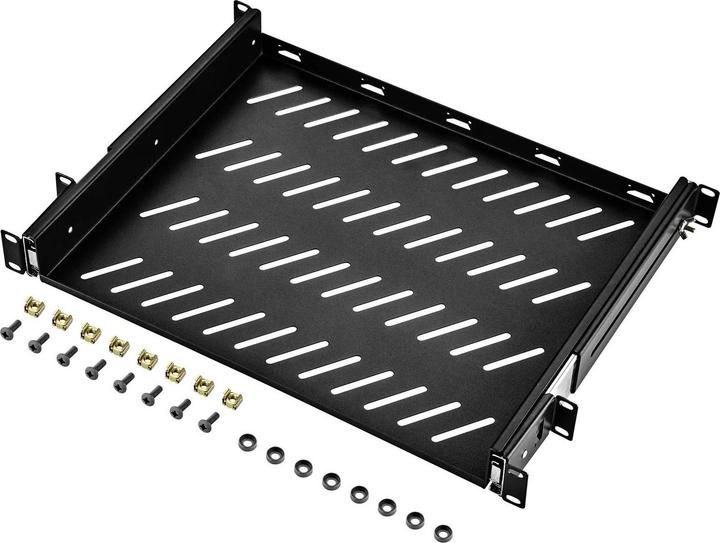 Renkforce 48.3 cm (19”³) Geräteboden mit Lüftungsschlitzen, Ausziehbar: 350 - 550 mm, 1 HE