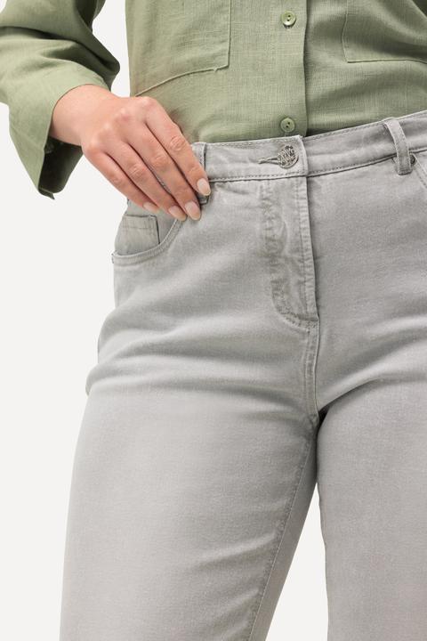 Image du produit Ulla Popken Jean Sarah en tissu stretch, effet délavé et bord frangé (46)