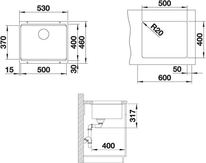 Produktbild Blanco Etagon 500-U (Aufsatzspülbecken, 46 cm, 53 cm)