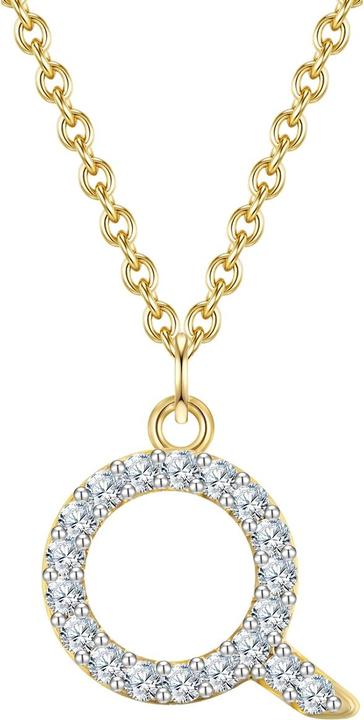 Actual product image Glanzstücke München Ladies letter Q sterling silver cubic zirconia yellow gold 45.0 cm base chain + 5.0 cm extension - (Sterling Silver, 40 - 45 cm)