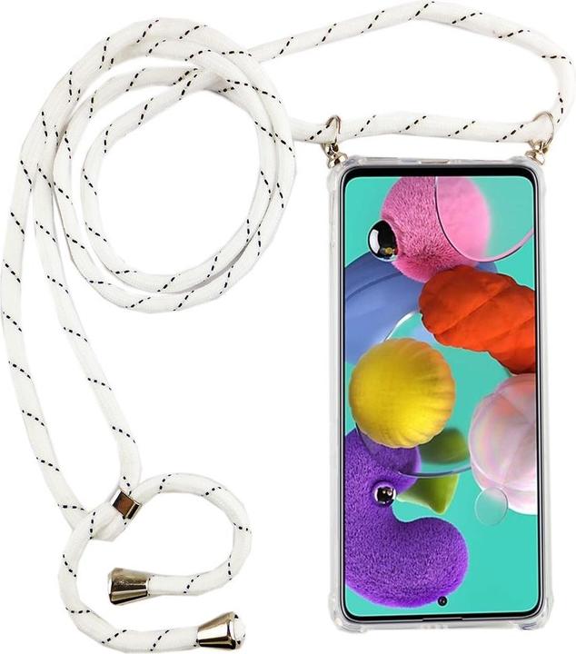 Produktbild König Design Handykette für Samsung Galaxy A51 mit Band Case zum umhängen Kordel Etui Weiss