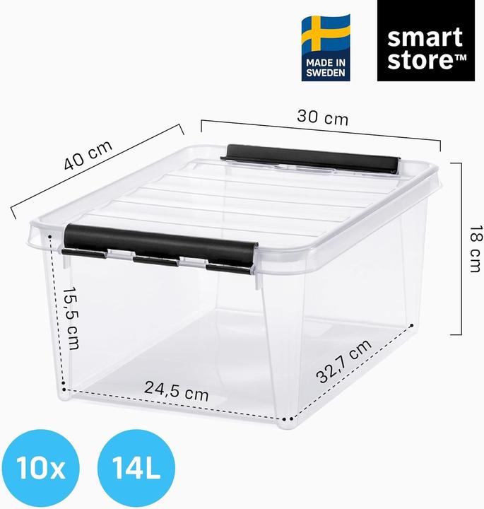 Actual product image Smartstore Transparent Storage Boxes with Lids (30 cm, 14 l, 10x)