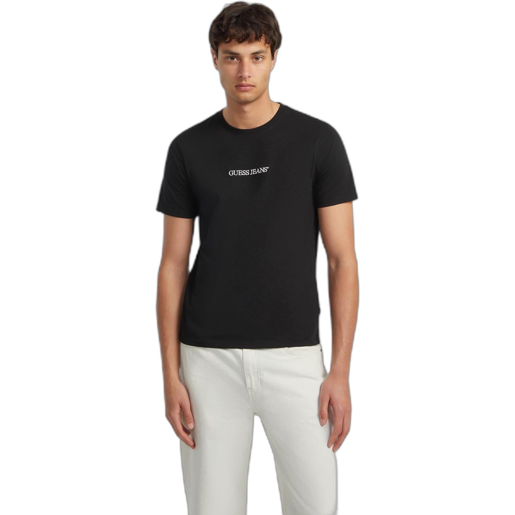 Guess, Herren, Shirt, slim fit t-shirt mit gesticktem logo, Schwarz, (XL)