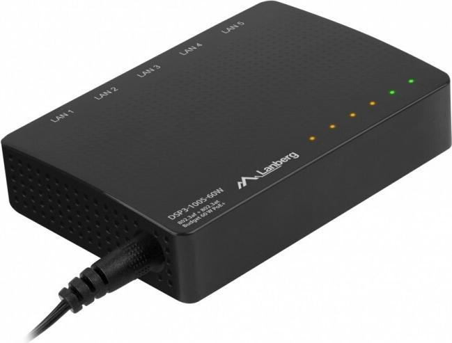 Actual product image Lanberg DSP3-1005-60W Network Switch Unmanaged Gigabit Ethernet (10/100/1000) Power over Ethernet (PoE) (5 ports)