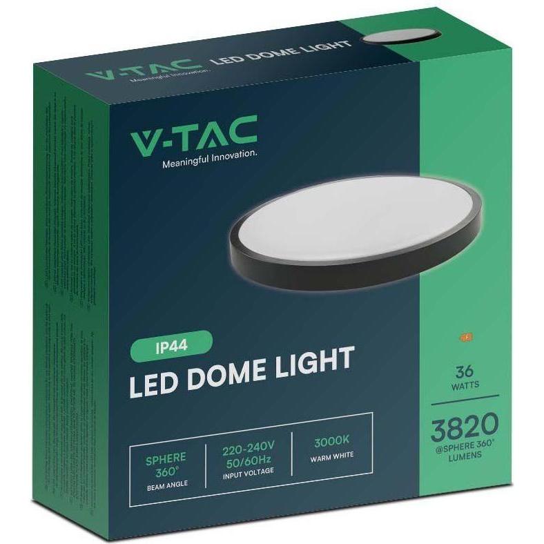 Thumbnail - V-TAC, Wandleuchte + Deckenleuchte, Plafon 36W LED Okrągły 35cm Natynkowy IP44 Czarny VT-8630B 4000K 3820lm (3820 lm)
