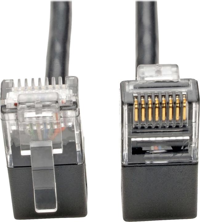 Actual product image Eaton Right-Angle Cat6 Gigabit Snagless Molded Slim UTP Ethernet Cable RJ45m/M Black 2 ft. (U/UTP, CAT6, 0.60 m)