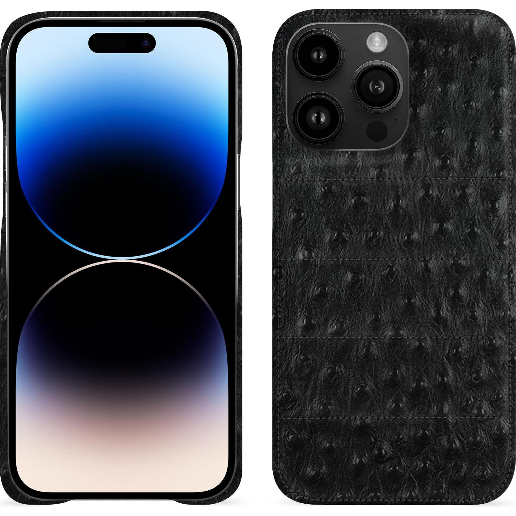 Noreve Lederschutzhülle (Apple iPhone 15 Pro Max), Smartphone Hülle, Schwarz