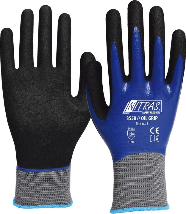 Produktbild Nitras 3550 Oil Grip Nitrilhandschuhe vollbeschichtet Nylonhandschuhe, Grösse:11 (11)