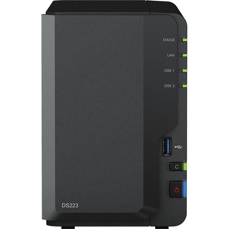 Synology DS223 2Bay 8TB NAS met 2x 4TB HAT3300-4T HDD (2 x 4 TB), NAS, Schwarz