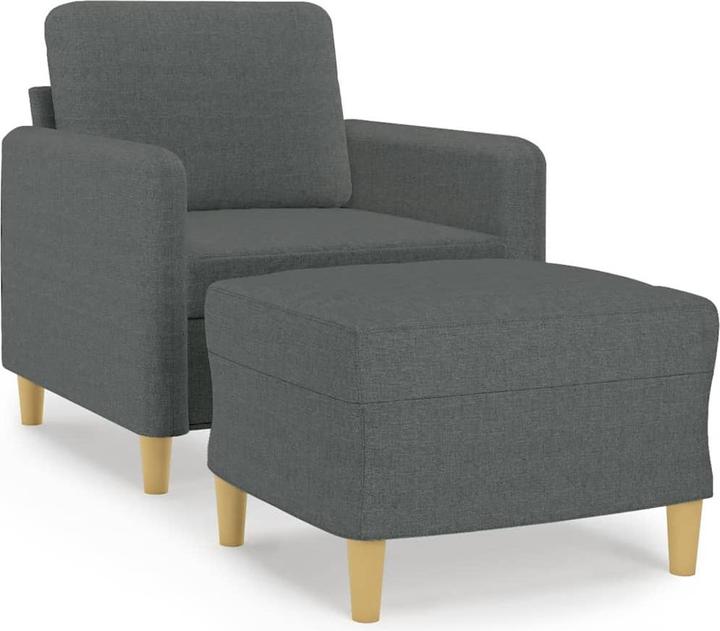 Produktbild vidaXL Sessel mit Hocker Dunkelgrau 60 cm Stoff,Farbe