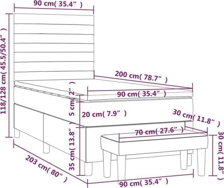 Produktbild vidaXL Boxspringbett (90 x 200 cm)