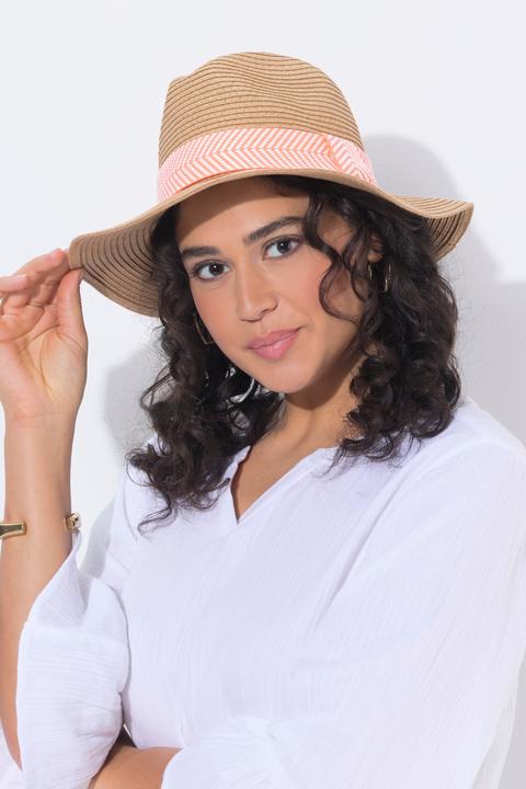 Actual product image Ulla Popken Straw hat, chevron band, wide brim