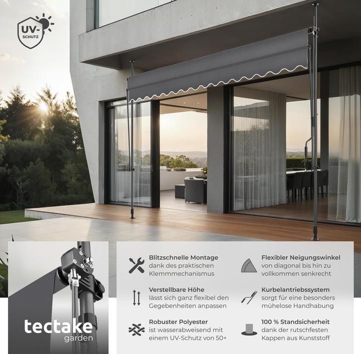 Produktbild tectake Klemmmarkise (3.50 m)