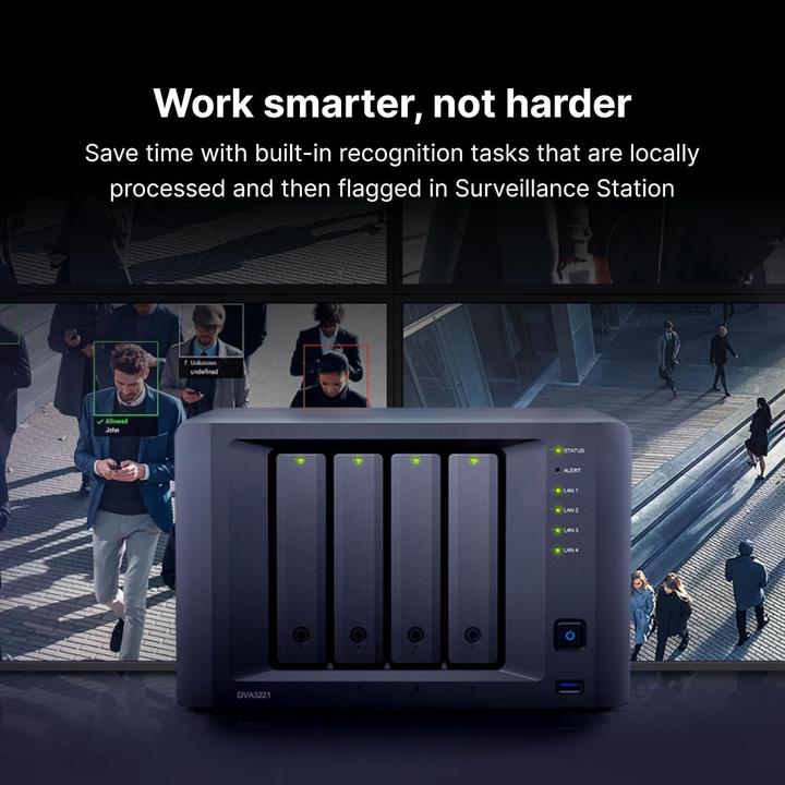 Produktbild Synology 4 bay DVA Deep Learning Video Analytics DVA3221 Diskless