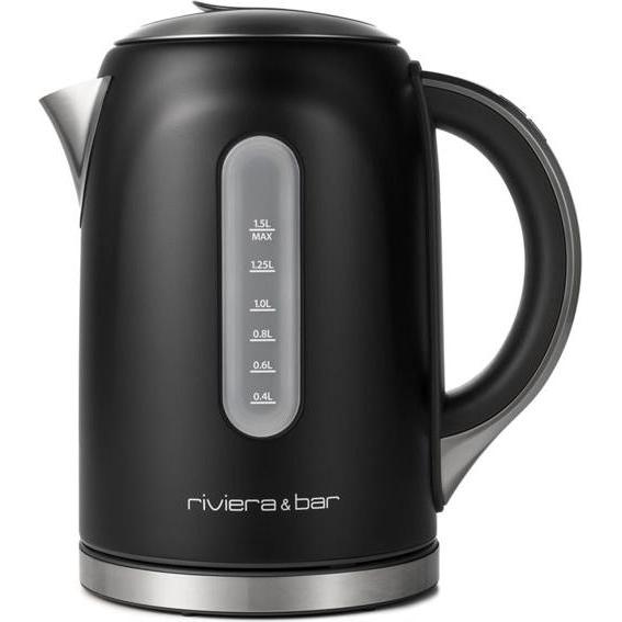 Riviera & Bar riviera&bar MILA Wasserkocher Stainless Steel 1,5L Black, Bollitore, Nero, Argento