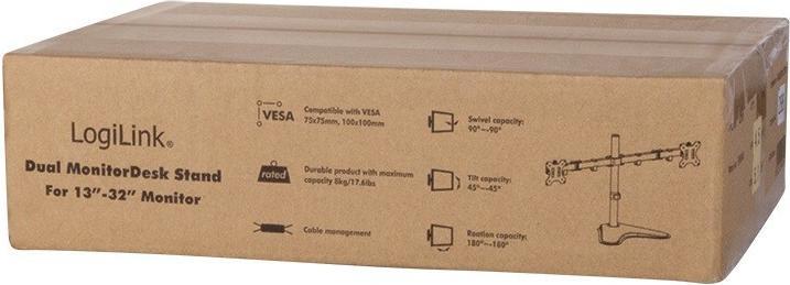 Produktbild LogiLink 2-fach Monitor-Schreibtischständer (Tisch, 32", 8 kg)