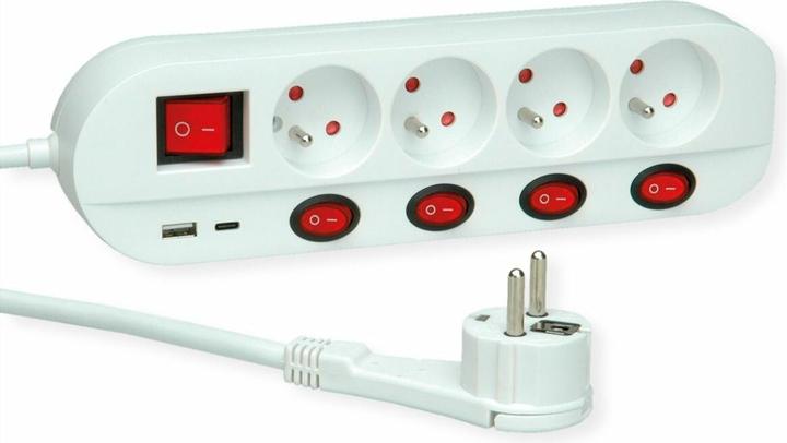 Produktbild Roline Steckdosenleiste 4x UTE einzeln schaltbar 3m (4x, CEE 7/3, CEE 7/5, 3 m)