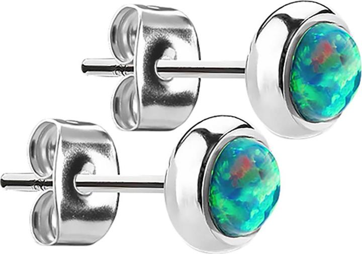Immagine prodotto Star Piercing Orecchini a perno in argento con opale verde (senza ottone, Acciaio chirurgico 316L)