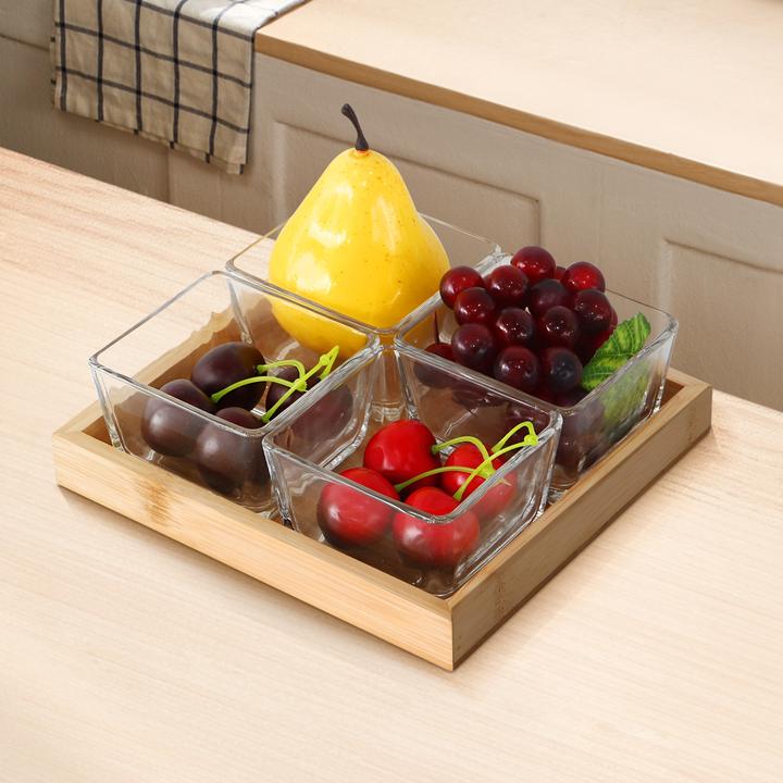 Actual product image Cheffinger 4er Set Glasschalen Bambusboden
