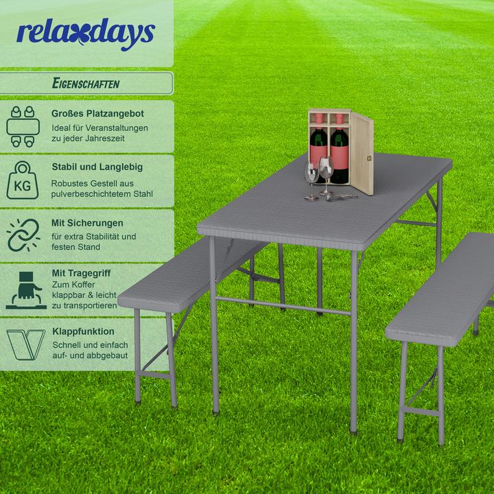 Produktbild Relaxdays 3-tlg. Bierzeltgarnitur (120 x 61 x 73 cm)