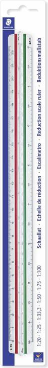 Staedtler Mars 561 98-2BK scala triangolare, plastica bianca, filetti colorati, graduazione in rilievo (33 cm, Materiale sintetico)