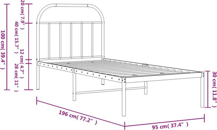 Produktbild vidaXL Bettgestell (107 x 203 cm)