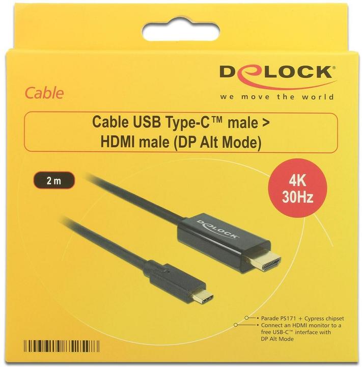 Produktbild Delock USB Typ C — HDMI (Typ A) (2 m, HDMI, USB Typ C, 2.0)