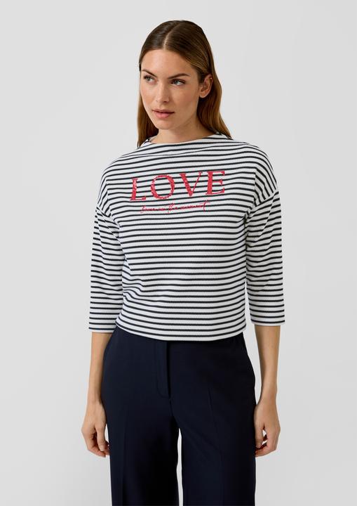 Produktbild s.Oliver Sweatshirt Gestreiftes Sweatshirt mit 3/4-Ärmeln und Stehkragen (40)