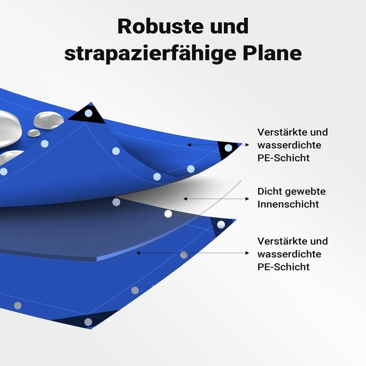 Produktbild Wiltec Abdeckplane wetterfest blau 3x2m PE Plane mit Ösen 240g/m² Gartenplane (3 x 2 m)