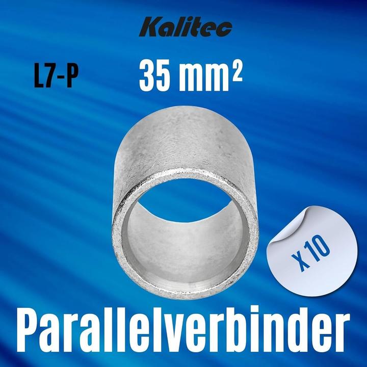Produktbild Kalitec 10 Stück L7-P Parallelverbinder 35mm² I Verbinder unisoliert I Quetschverbinder blank I Kabe