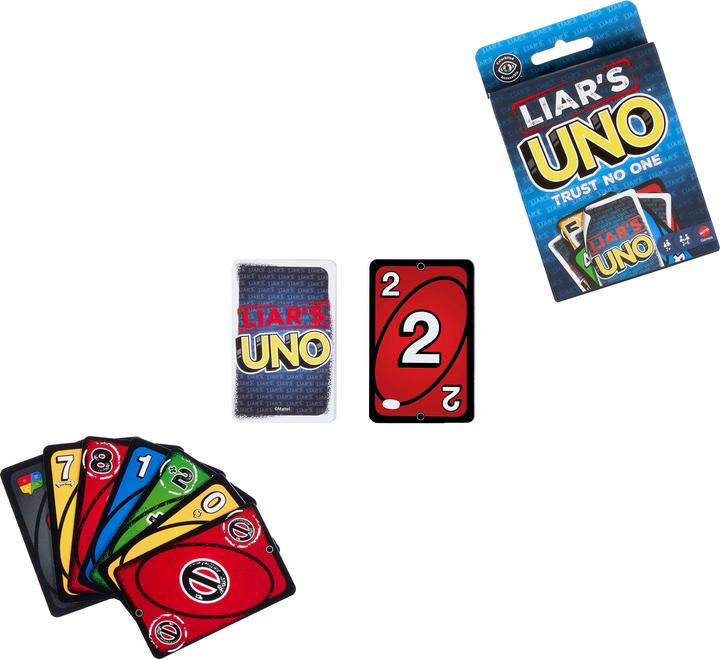 Produktbild Mattel UNO Liars (Deutsch, Englisch, Französisch, Italienisch, Niederländisch, Portugiesisch, Spanisch, 2 - 6 Spieler)
