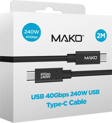 Actual product image Mako USB-C 4.0 beidseitig, 2.0m 240W schwarz (2 m, USB 4.0, 240 W)