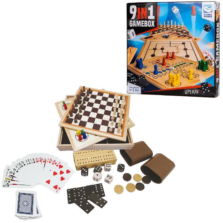 Produktbild Clown games 9-In-1 Game Wood (Italienisch, Französisch, Englisch, Spanisch, Deutsch, Niederländisch)