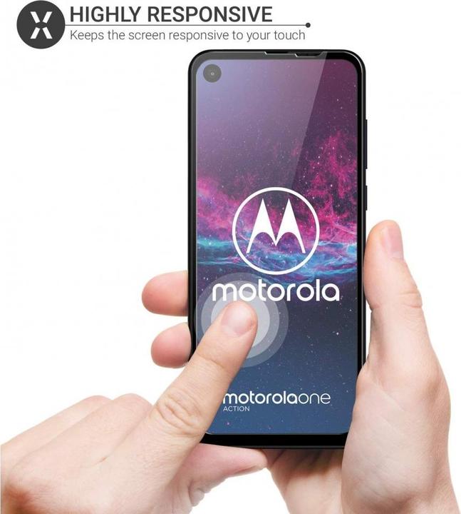 Actual product image Screenguard Motorola One Action Full Screen Protective Glass Film 2.5D 9H (1 Piece, Motorola One Action)